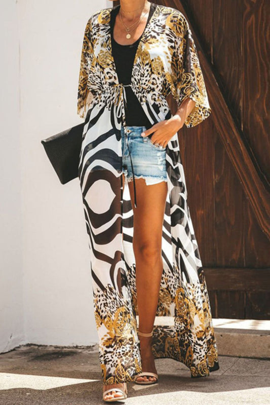 Stylish Leopard Animal Print Sheer Duster Cardigan - Airy and Lightweight